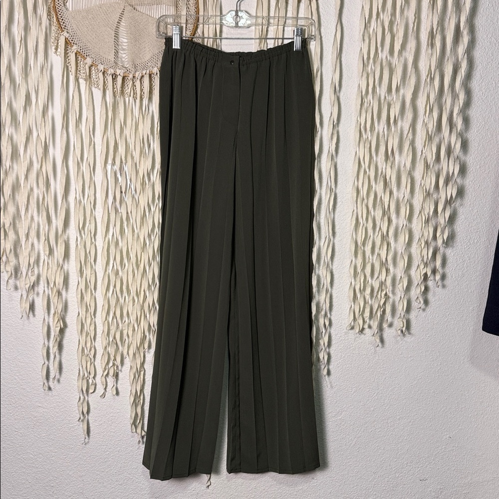 babette SF Green Pleated City Pant Size XS Wide Leg Lagenlook